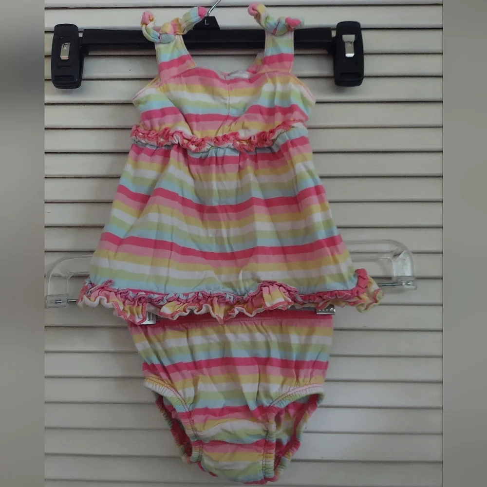 🎁 10/$25- Gap stripe dress and briefs,  0-3 months,  pastel stripes